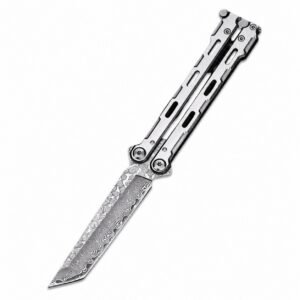 Damaskus Balisong Ganzstahl-Trainingsmesser, ungeschärft