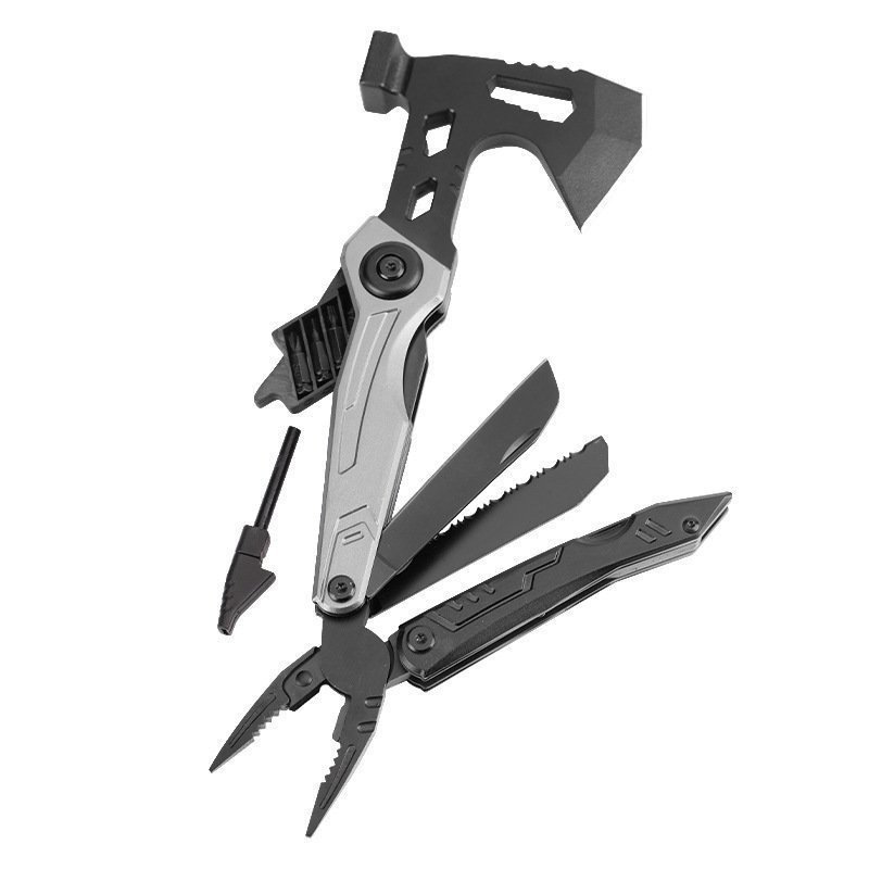 18369-main-white-clean Multifunktionale Survival-Axt-Zange, Klappmesser, Zange, Hammer mit Feuerstein, Mehrzweckwerkzeug, tragbare lebensrettende Axt