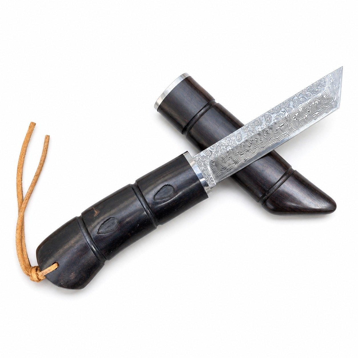 19999-main-white-clean Damastmesser mit Holzetui, handgehaltenes Wildnis-Fleischmesser, tragbares Überlebensmesser