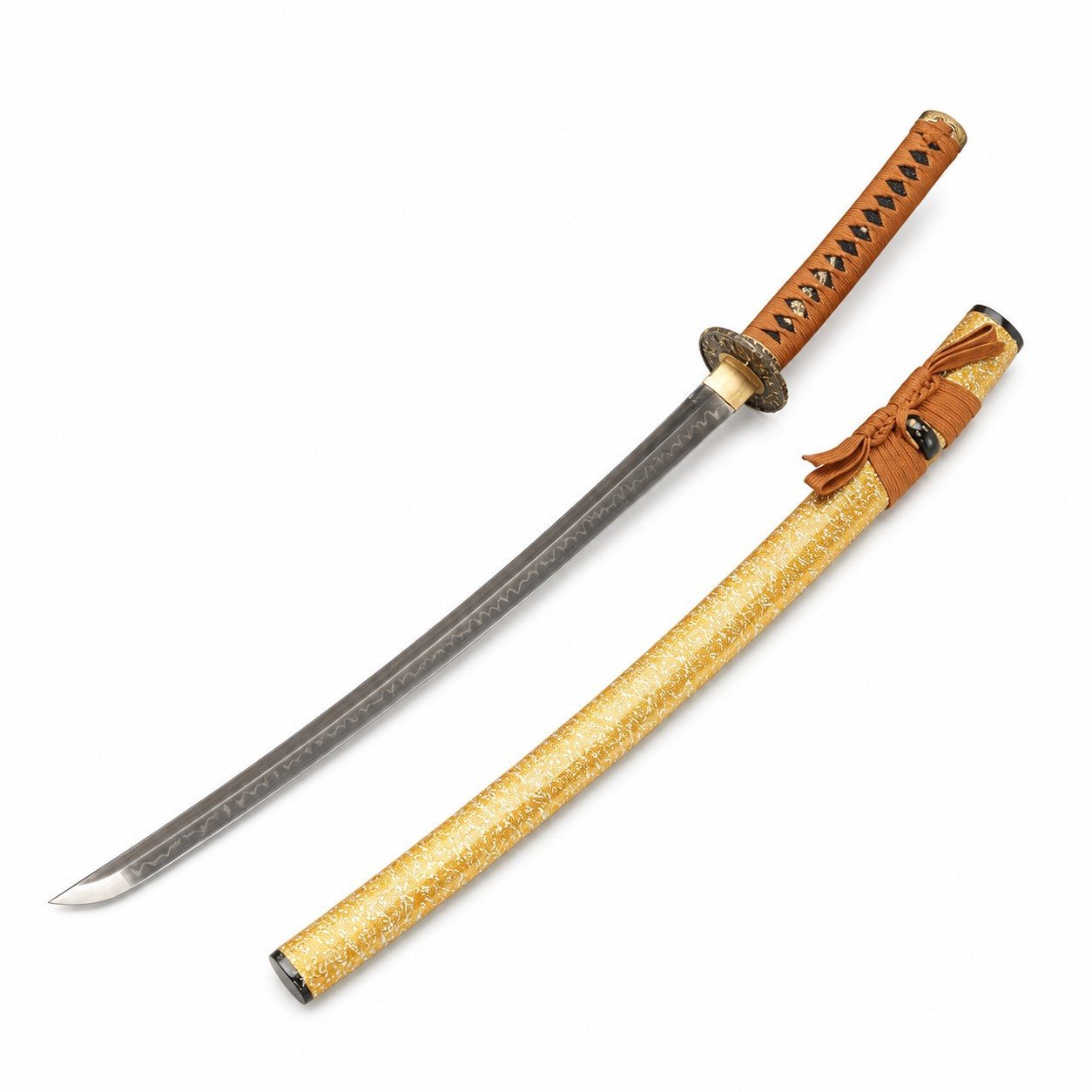 46769-main-white-clean Handgefertigtes goldenes Samurai-Messer mit fester Klinge von Ghost