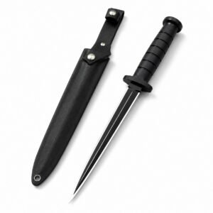 Klassisches schwarzes dreieckiges Messer mit feststehender Klinge