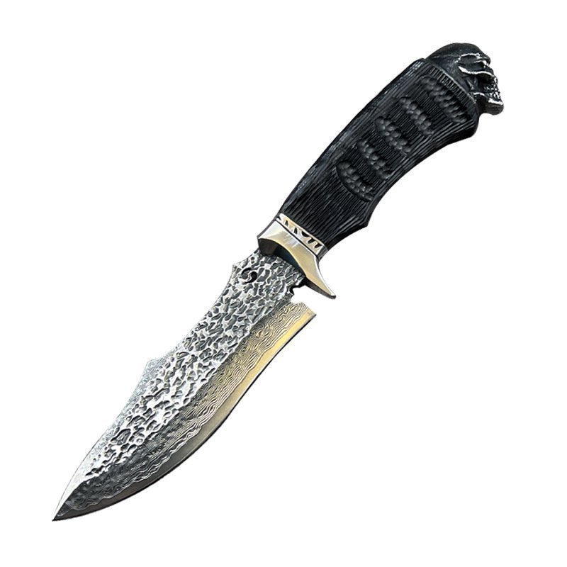 O1CN01Q6du2Y1JJFoJ7RExd_2215694981007-0-cib.jpg Black Skull Damaskus Damaskus geschmiedetes Messer Stahl Outdoor gerades Messer Camping tragbar