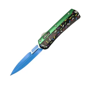 Donut Fighter Switchblade OTF-Messer – Grün und Schwarz
